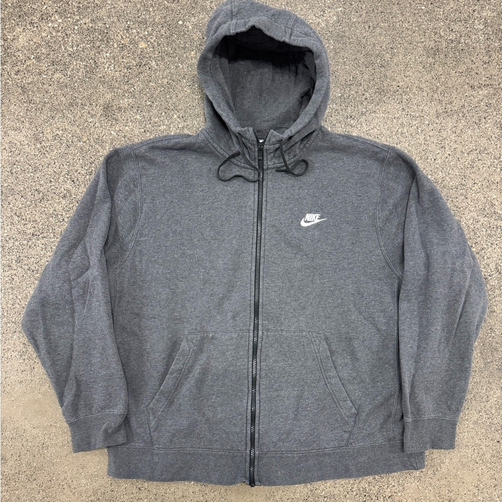 Vintage Nike Hoodie Sweatshirt Mens XL Gray  Zip Solo Swoosh Essential‎ Y2K